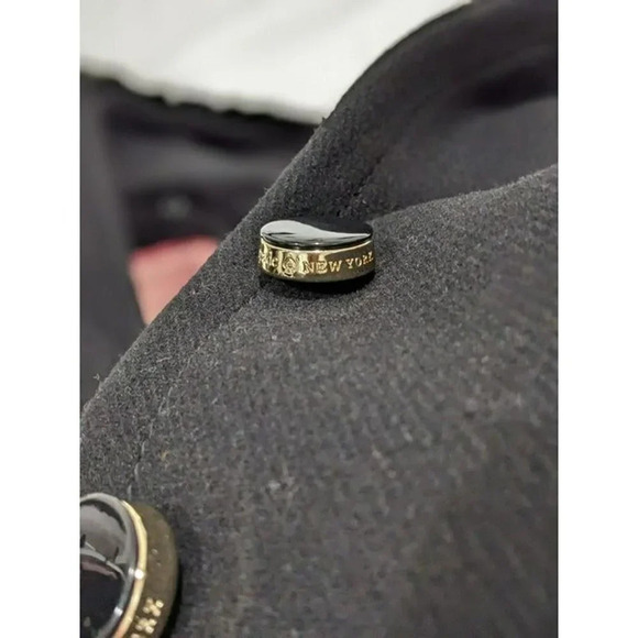 NWOT Kate Spade Double Breasted Faux Fur Trim Coat Black Size S MSRP $358 - Picture 7 of 9